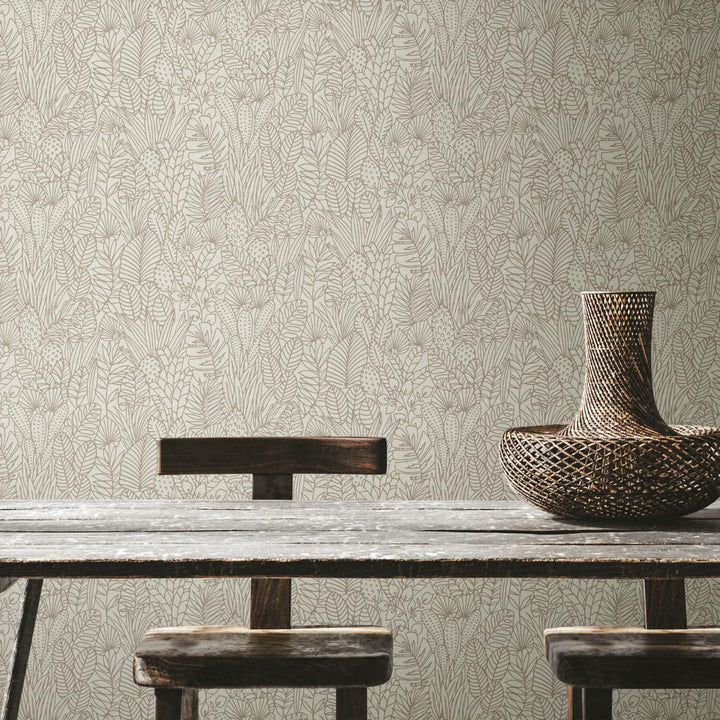 Davis Leaves Sketch 20.5' L x 16.5" W Peel and Stick Wallpaper Roll Sand & Stable™ Color: Taupe