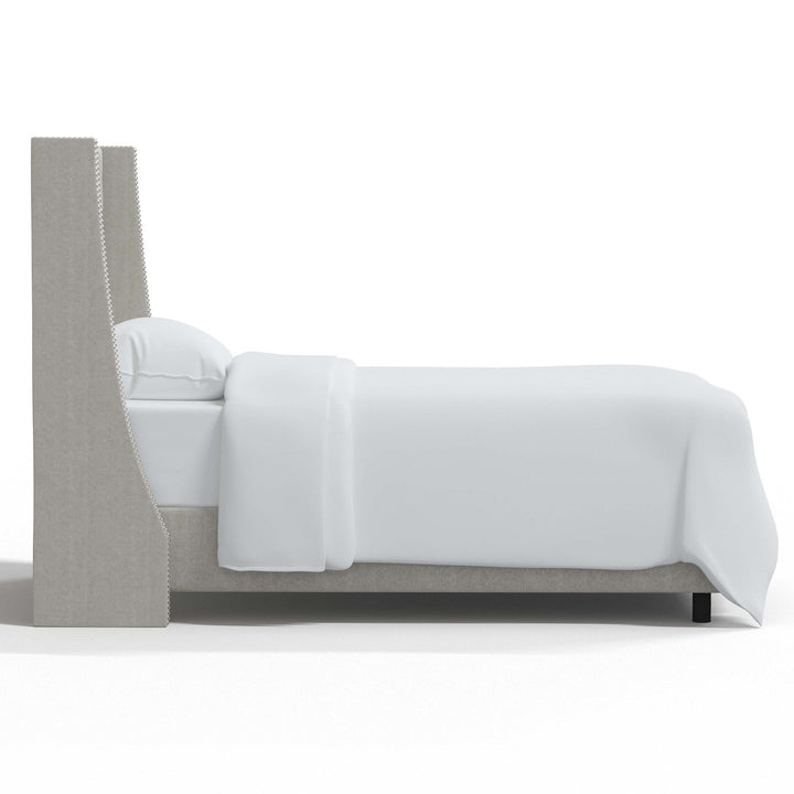 Annabel Upholstered Wingback Bed Kelly Clarkson Home Size: Twin Body Fabric: Mystere Dove Performance Velvet