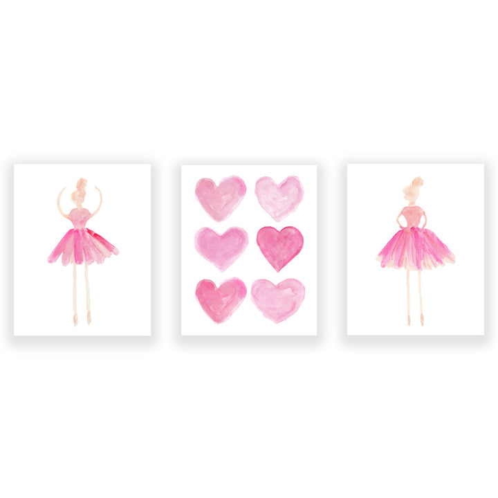 Little Girls Ballet Artwork, Paper Prints (Set of 3) Outside In Art Studio Color: All Hot Pink Size: 14" H x 11" W x 0.06" D