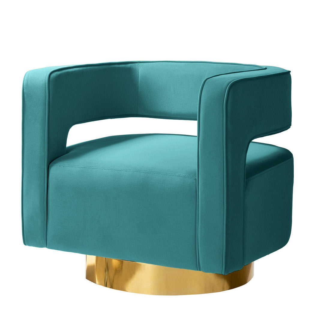 Aysha Velvet Swivel Barrel Chair Willa Arlo™ Interiors Fabric: Blue Velvet
