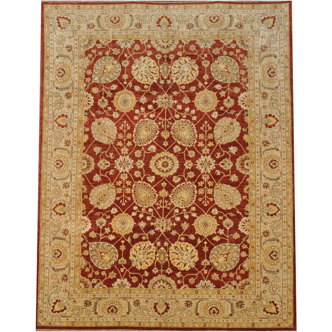 Hand-Knotted Vegetable Dye Oushak Wool Rug Herat Oriental