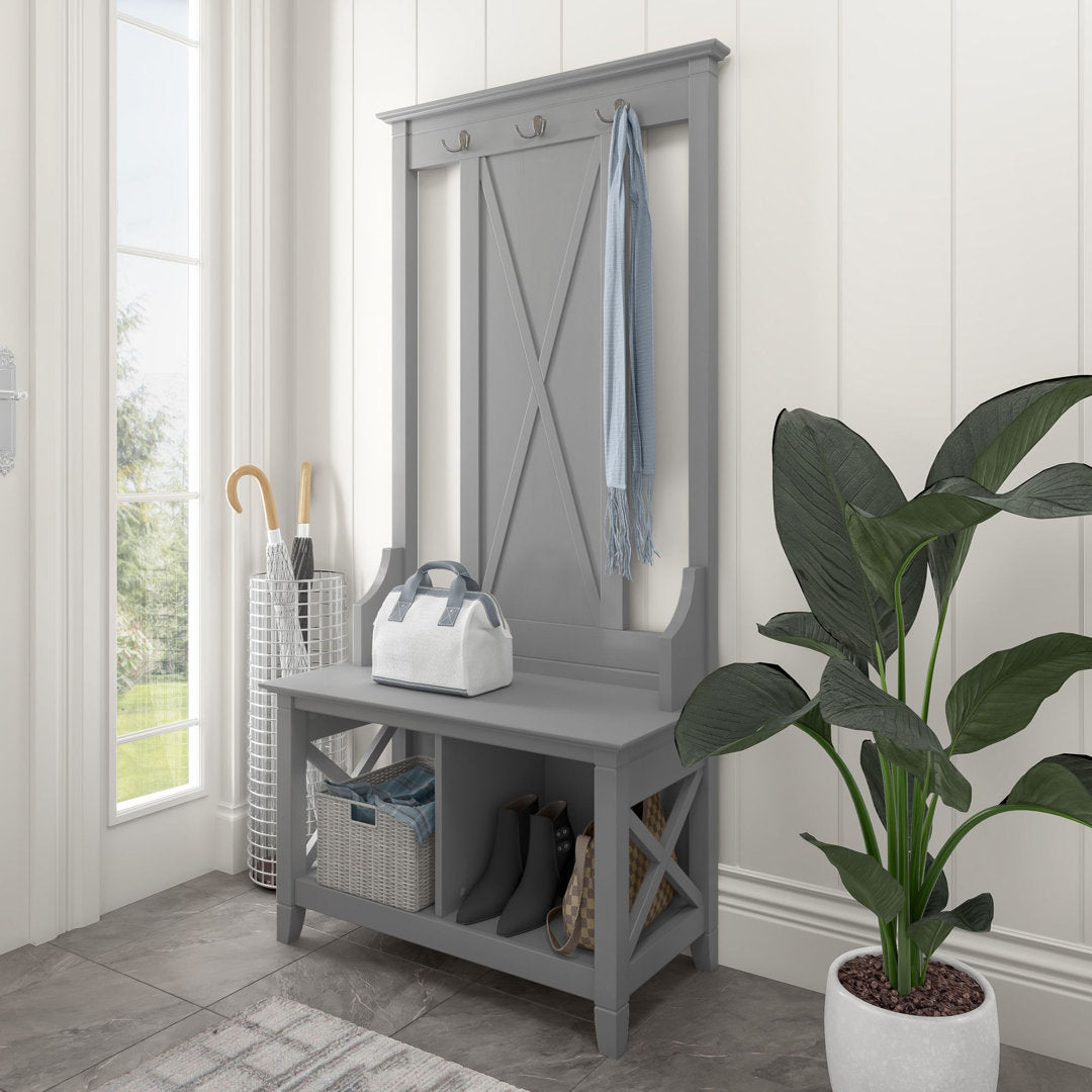 Huckins Hall Tree 32'' Wide with Bench and Shoe Storage Laurel Foundry Modern Farmhouse® Color: Cape Cod Gray