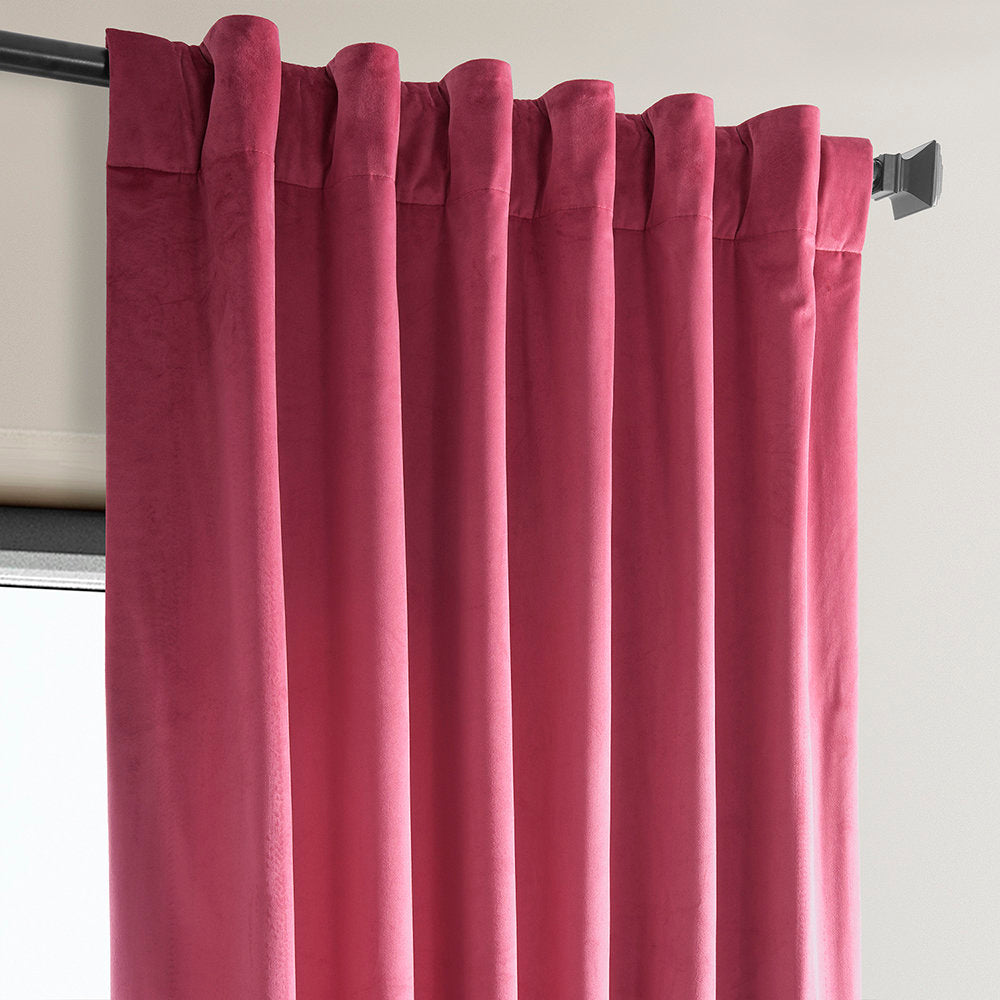 Matra Plush Velvet Curtains for Bedroom - Room Darkening Curtains for Living Room Window Single Panel AllModern Curtain Color: Dark Pink Size per Panel: 50" W x 84" L