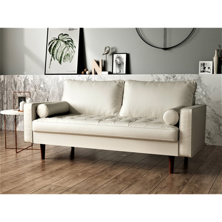 Ashfaq 57.8" Velvet Square Arm Loveseat Wade Logan® Fabric: White Faux Leather