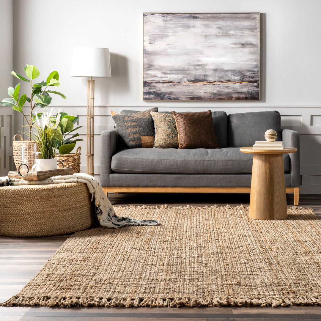 Isalena Handmade Flatweave Farmhouse Jute Area Rug in Natural Gracie Oaks Rug Size: Rectangle 3' x 5'