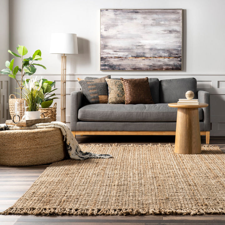 Isalena Handmade Flatweave Farmhouse Jute Area Rug in Natural Gracie Oaks Rug Size: Rectangle 3' x 5'