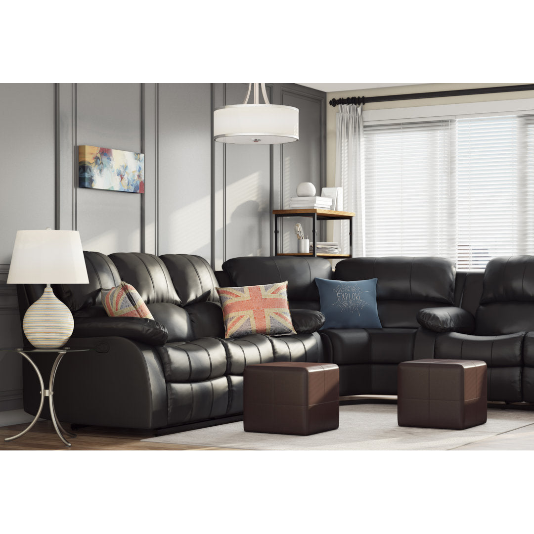 Mccubbin 60" Faux Leather Pillow Top Arm Reclining Loveseat Wade Logan® Upholstery Color: Black Faux Leather