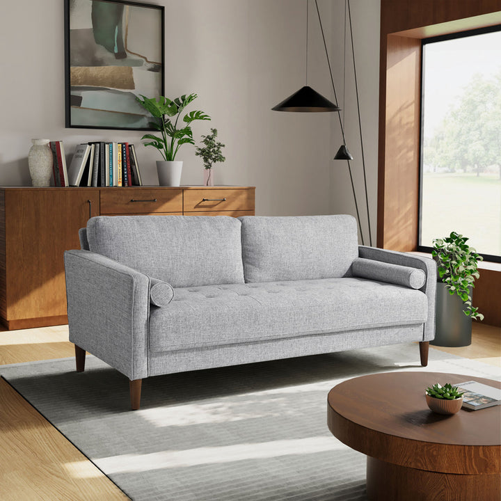 Garren 75.6'' Square Arm Tufted Sofa Mercury Row® Fabric: Gray Polyester