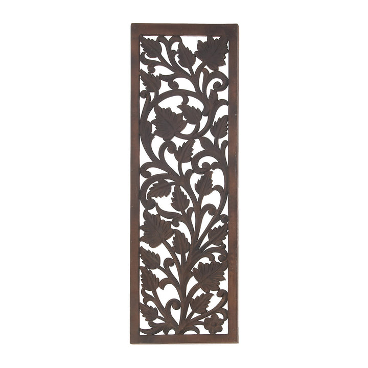 Wooden Handmade Intricately Carved Acanthus Floral Home Brown Wall Decor Fleur De Lis Living
