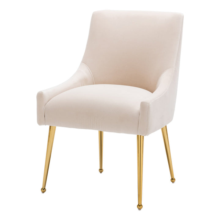 Surles Velvet Side Chair Everly Quinn Upholstery Color: Beige