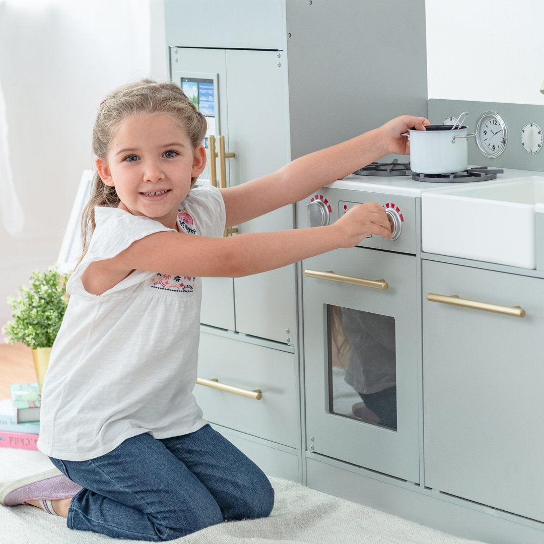 Little Chef Charlotte Modern Play Kitchen Teamson Kids Finish: Gray/Gold