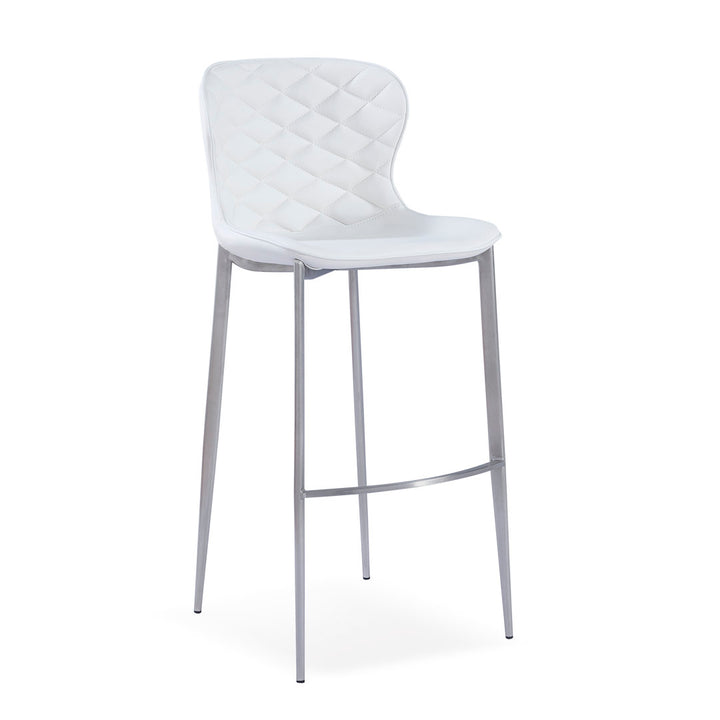 Albert Upholstered Bar & Counter Stool Upper Square™ Base Color: Stainless Steel, Upholstery Color: White Seat Height: Counter Stool (24” Seat Height)