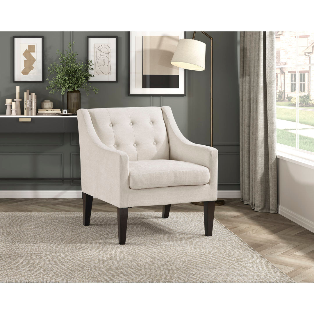 Clopton 26" Wide Mid-Century Modern Tufted Accent Armchair Hashtag Home Fabric: Beige Polyester Blend