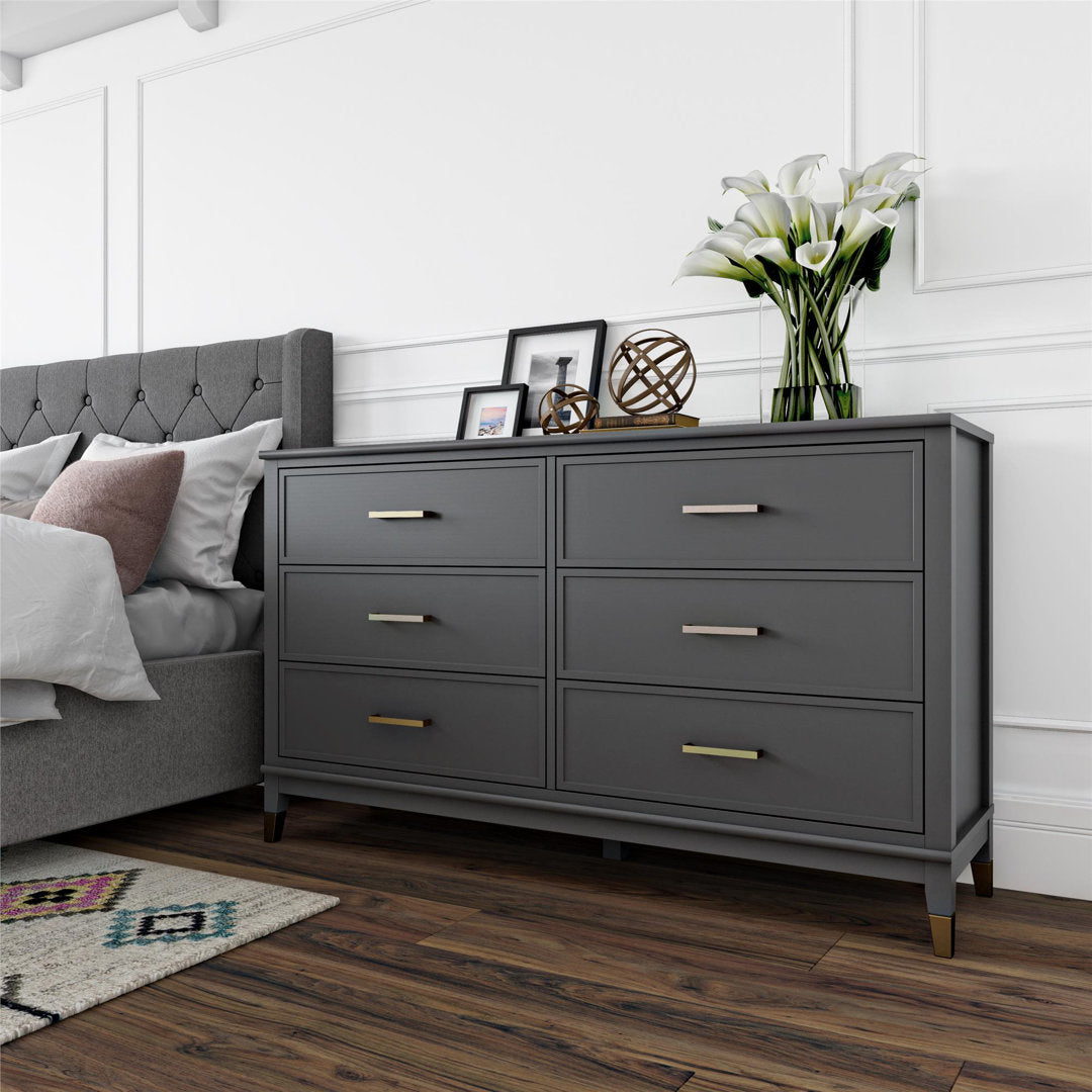 Westerleigh 6 Drawer 56.77" W Double Dresser CosmoLiving by Cosmopolitan Color: Graphite Gray