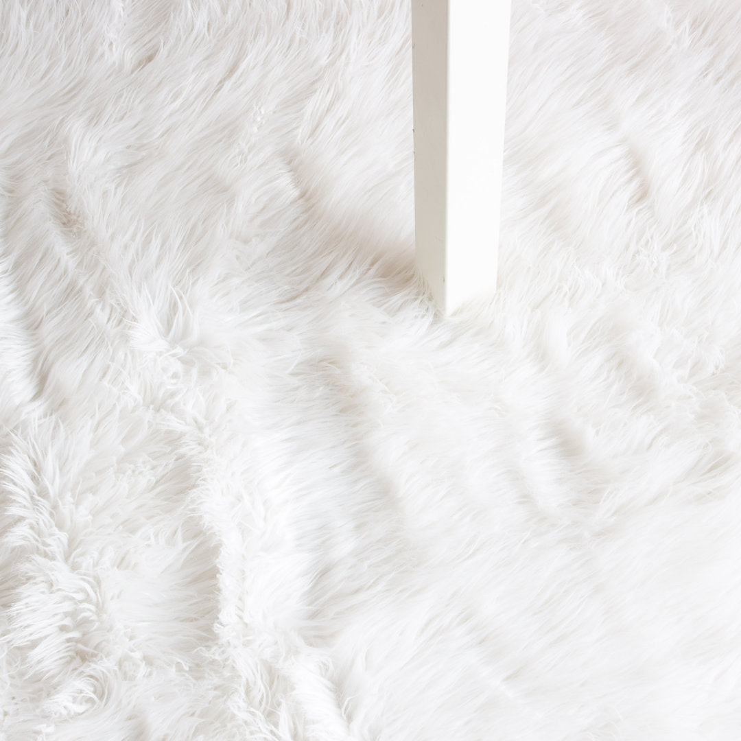 Diller White Faux Sheepskin Fur Machine Washable Shag Fluffy Area Rug Willa Arlo™ Interiors Rug Size: Round 3'