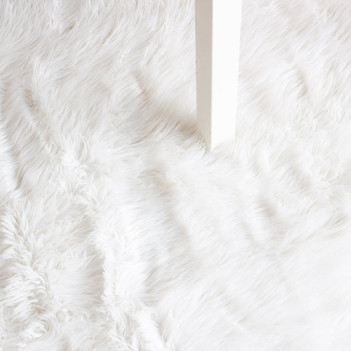 Diller White Faux Sheepskin Fur Machine Washable Shag Fluffy Area Rug Willa Arlo™ Interiors Rug Size: Round 3'