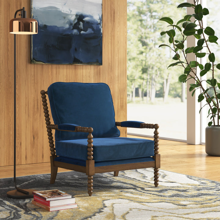 28" W Linen Armchair Langley Street® Fabric: Royal Blue Velvet
