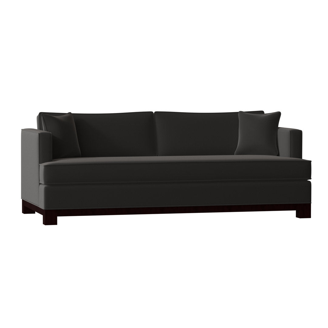 Cassidy Recessed Arm Sofa with Reversible Cushions Poshbin Leg Color: Dark Brown Size: 84 Inches Body Fabric: Aura Snow