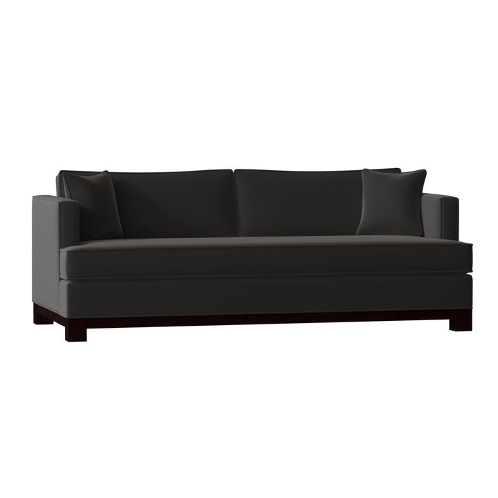 Cassidy Recessed Arm Sofa with Reversible Cushions Poshbin Leg Color: Dark Brown Size: 84 Inches Body Fabric: Aura Snow