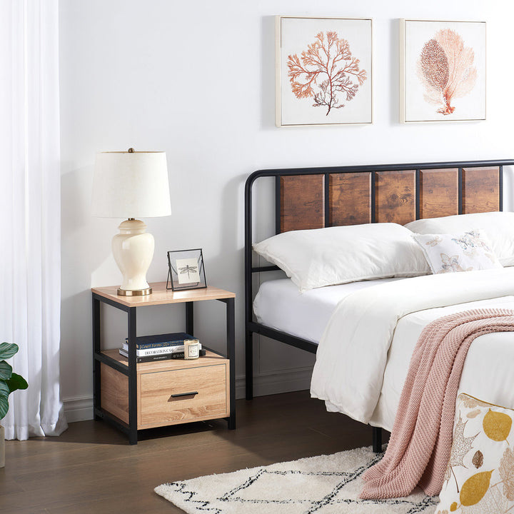 Kempst 1 - Drawer Iron Nightstand Trent Austin Design® Color: Oak