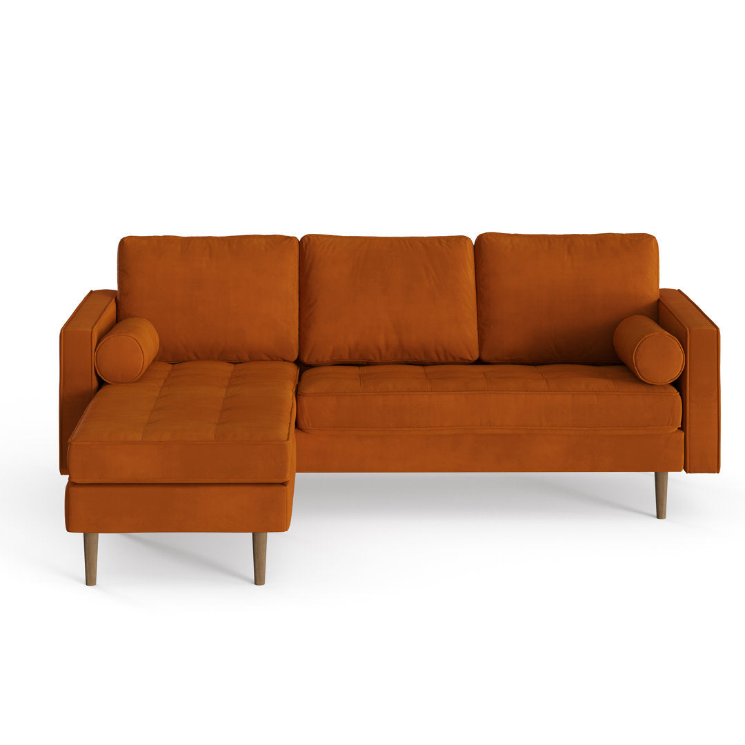 Geo 84" Wide Reversible Sofa and Chaise AllModern Body Fabric: Burnt Orange Performance Velvet