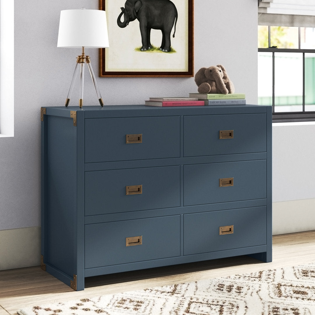 Hubble 6 Drawer Double Dresser Viv + Rae™ Color: Graphite Blue
