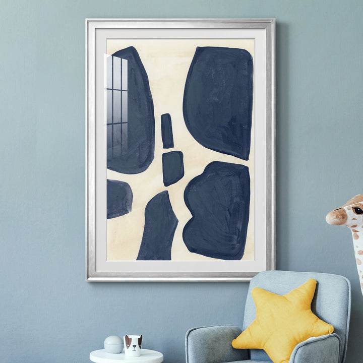 Blue Pieces II - Picture Frame Print Orren Ellis Size: 42.5" H x 30.5" W x 1" D Format: Silver