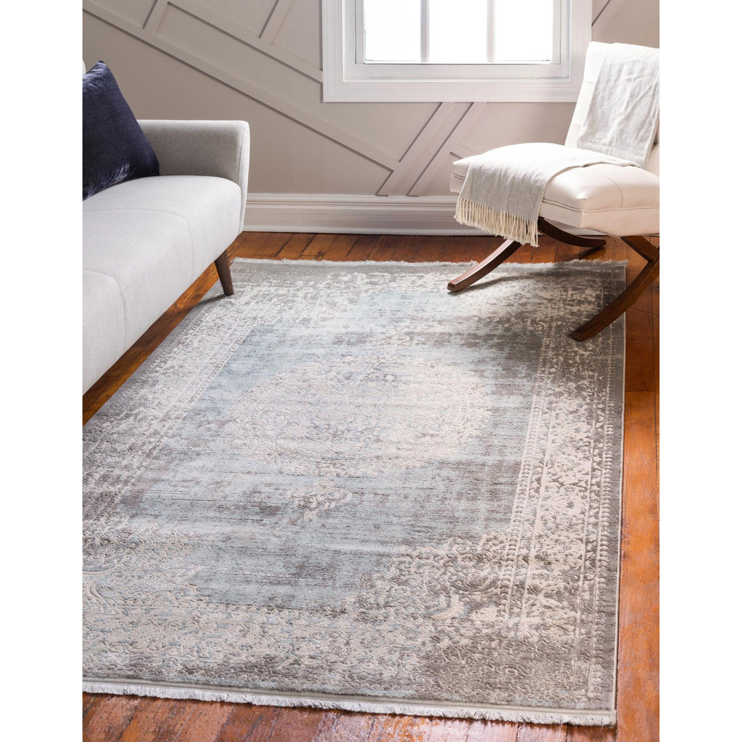 Teadora Gray/Light Blue/Ivory Area Rug Bungalow Rose Rug Size: Rectangle 8' x 11'4"