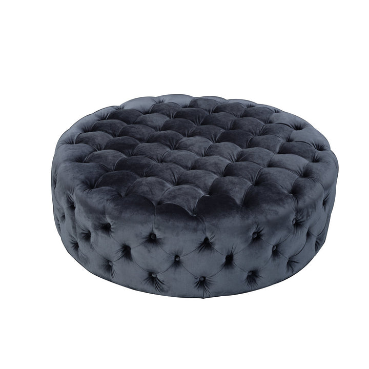 Armenio Round Ottoman - 17" H x 45" W x 45" D Lark Manor™ Fabric: Silver