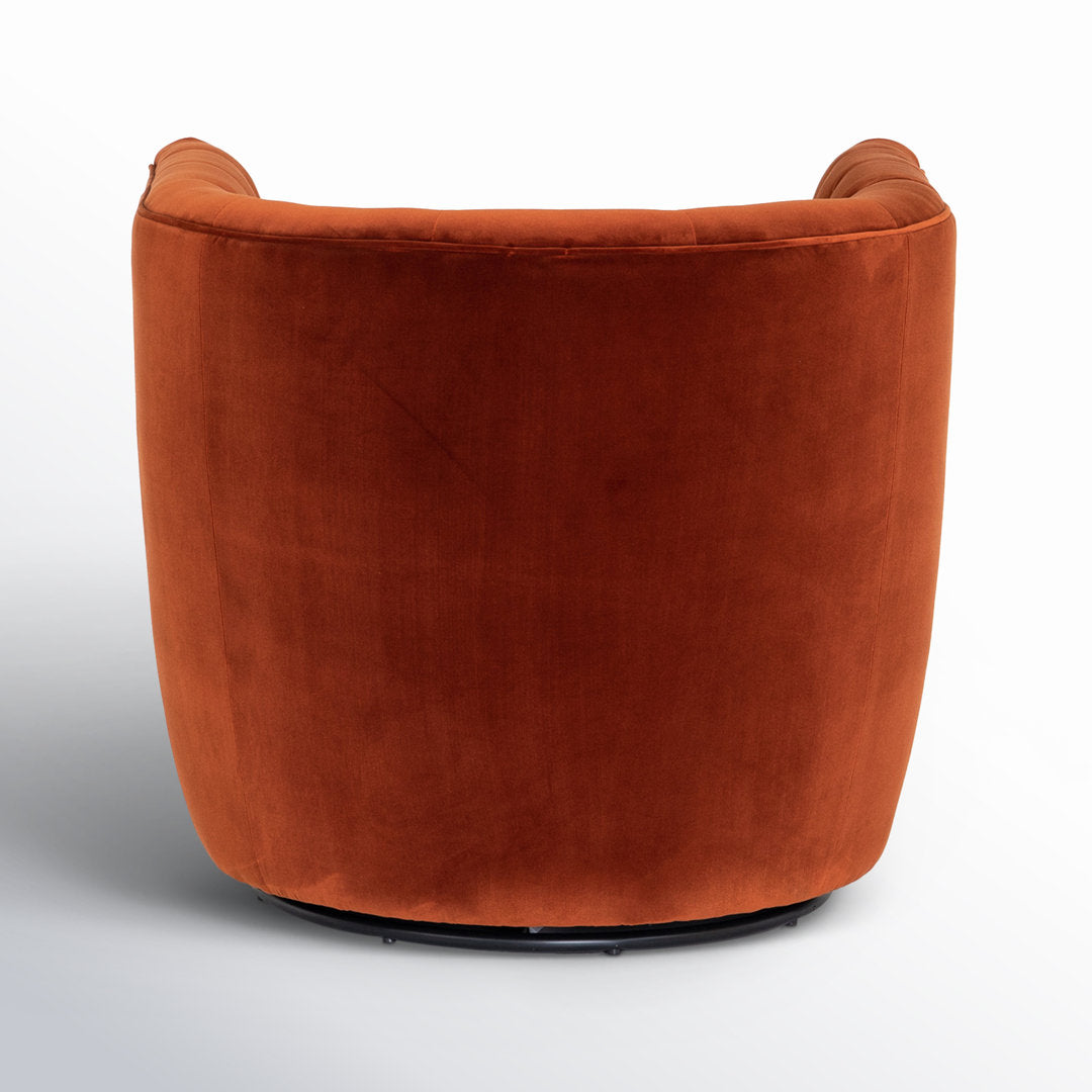 Bari 33" Wide Tufted Velvet Swivel Barrel Chair Joss & Main Fabric: Sapphire Rust