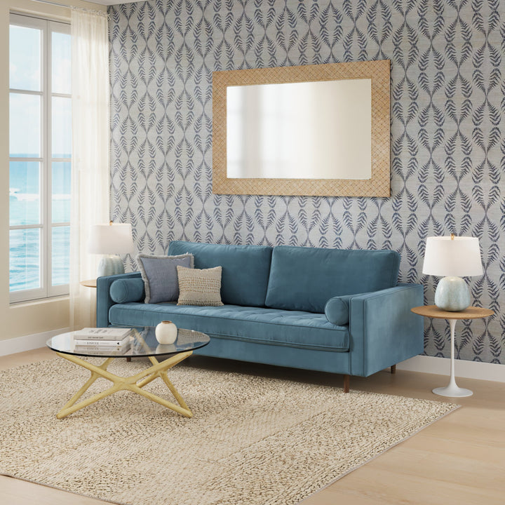 Geo 84" Upholstered Sofa AllModern Fabric: Ocean Blue Velvet