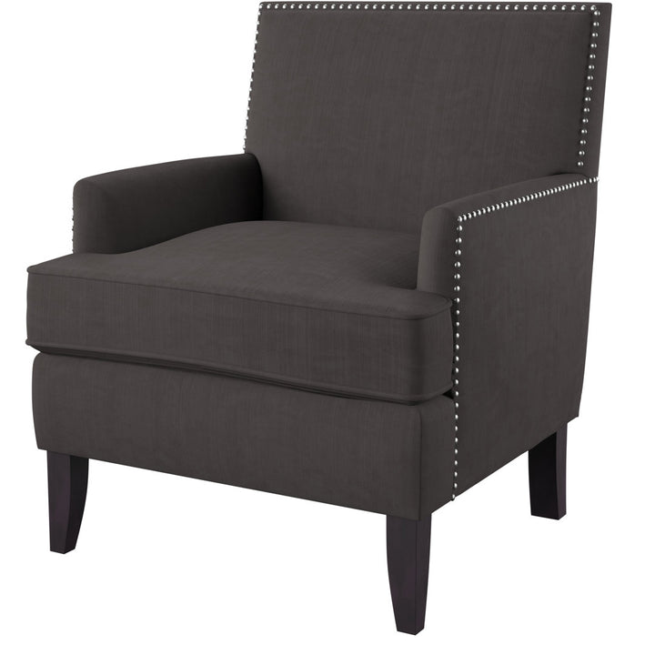 Colton Nailhead Club Chair Three Posts™ Upholstery Color: Charcoal Polyester