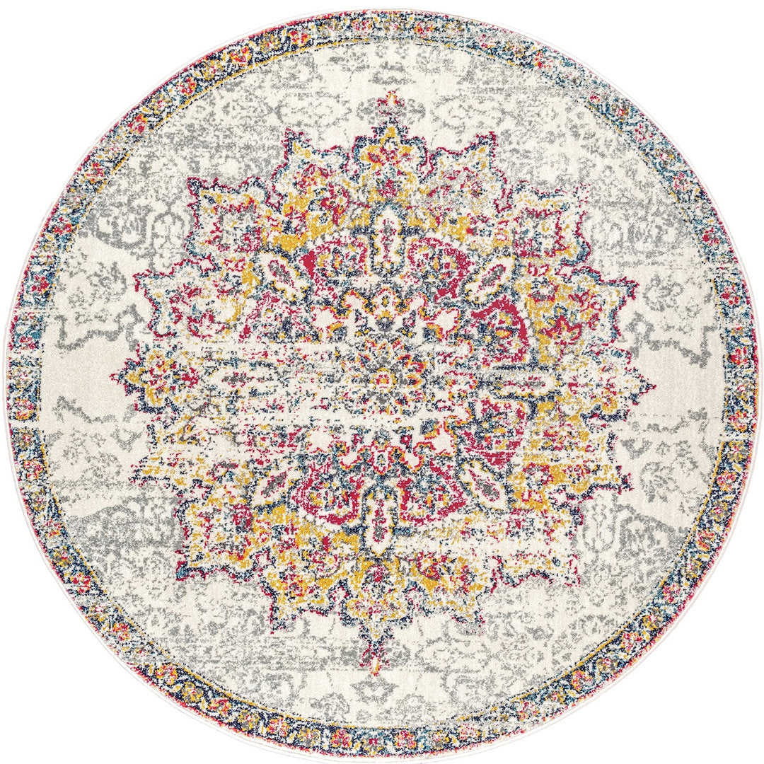 Mcalmont Medallion Power Loomed Performance Pink/Fuchsia Rug Bungalow Rose Rug Size: Oval 6'7" x 9'