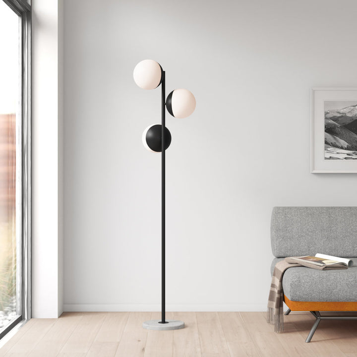 Yearby 65.5" Tree Floor Lamp Mercury Row® Shade Color: Frosted White Base Finish: Black