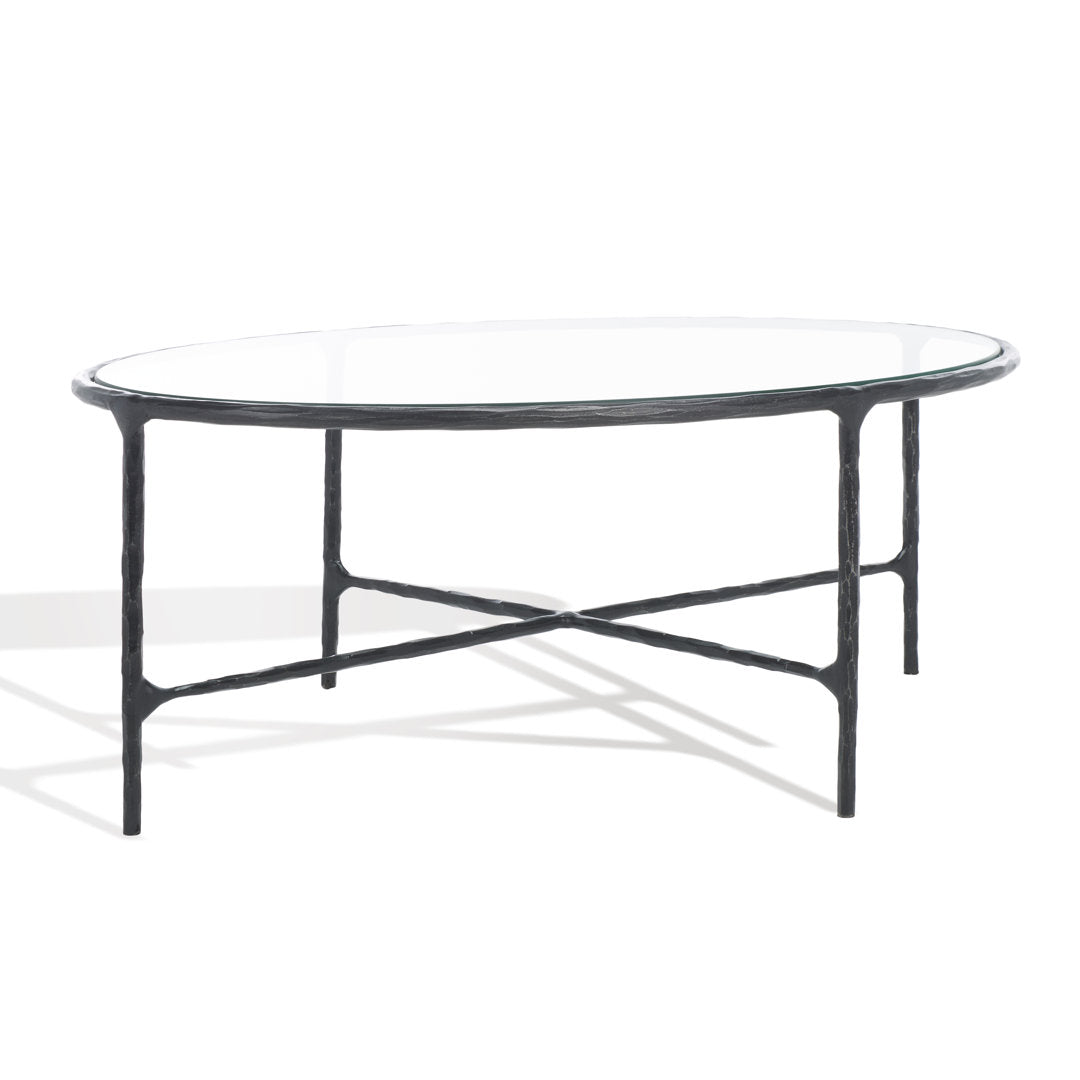 Evelynn 4 Legs Coffee Table Joss & Main Table Base Color: Black, Table Top Color: Clear