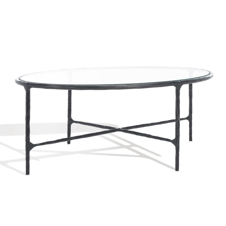 Evelynn 4 Legs Coffee Table Joss & Main Table Base Color: Black, Table Top Color: Clear