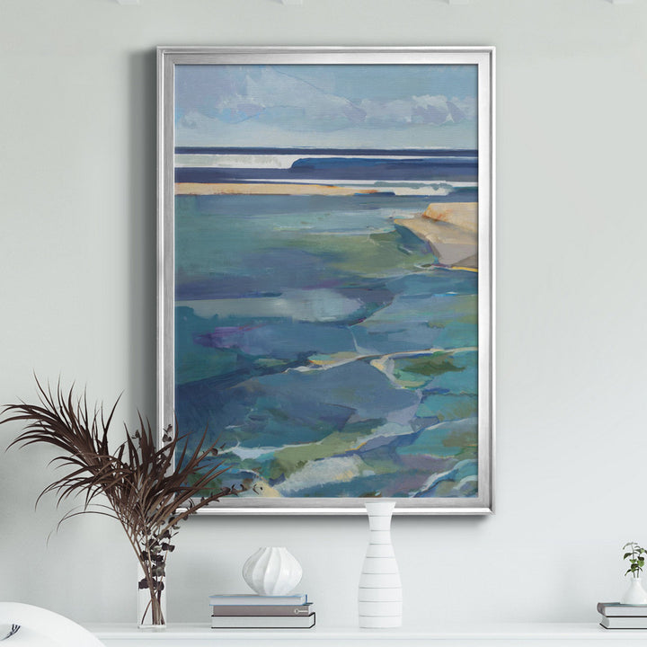 Breakwater - Picture Frame Print on Canvas Sand & Stable™ Size: 26.5" H x 36.5" W x 1.5" D Format: Silver Framed Canvas