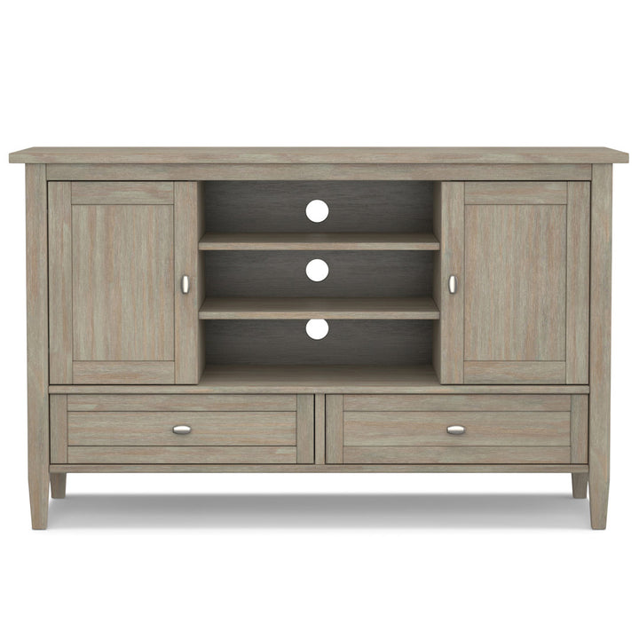 Warm Shaker SOLID WOOD TV Media Stand iFor TVs up to 50 inches Simpli Home Color: Distressed Gray