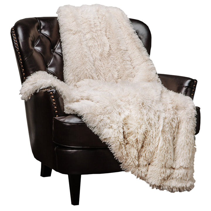 Shaggy Shaggy Super Elegent Sherpa Long Fur Throw Chanasya Color: Creme Size: 66" W x 90" L