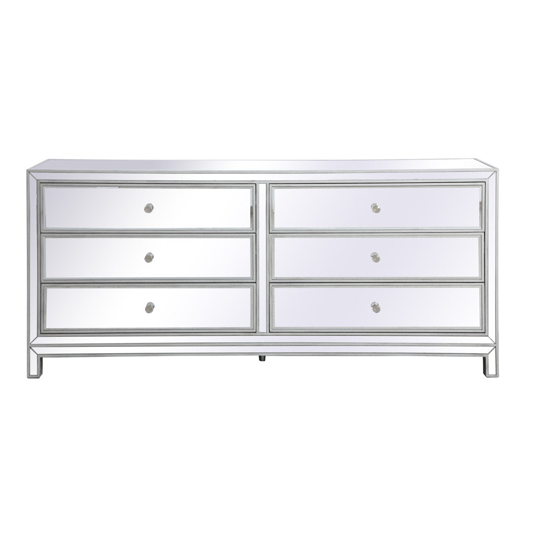 Rotella Mirrored 6 Drawer Double Dresser Everly Quinn Color: Silver