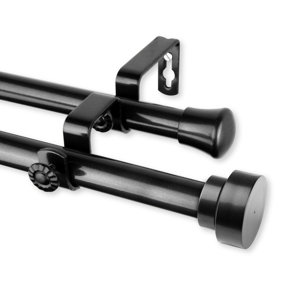 Embarcadero Double Curtain Rod Red Barrel Studio® Finish: Black, Length: 66"-120"W
