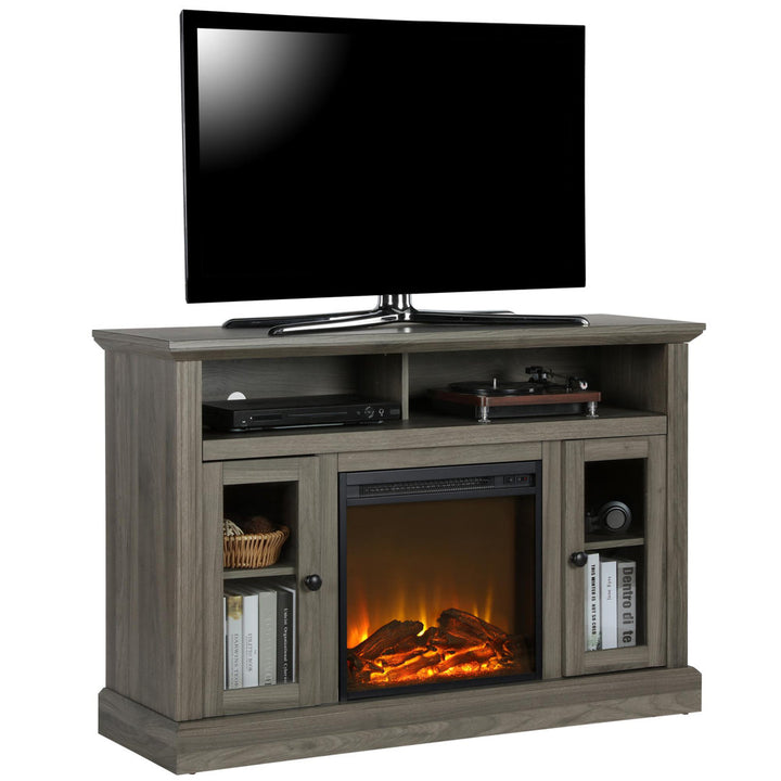 Tucci TV Stand for TVs up to 50" with Electric Fireplace Included Darby Home Co Color: Rustic Gray
