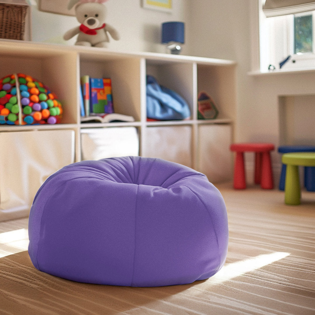 Classic Refillable Cotton Bean Bag Chair Mack & Milo™ Size: Small Body Fabric: Purple Cotton Twill
