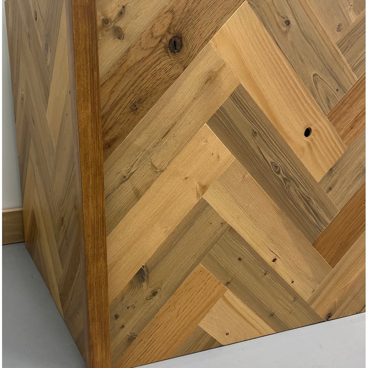 Timberchic River Reclaimed Wooden Wall planks - Simple Peel & Stick Wall Covering Application for DIY Accent Wall & Home Improvement - Premium Wall Paneling - Herringbone Pattern Timber Chic Color: Sandy Beach