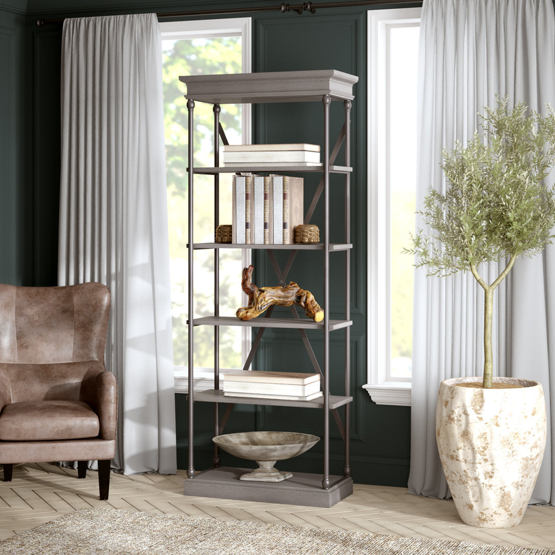 Kyler 84.25" H x 33" W Etagere Bookcase Greyleigh™ Color: Gray