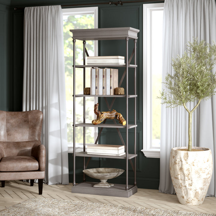 Kyler 84.25" H x 33" W Etagere Bookcase Greyleigh™ Color: Gray
