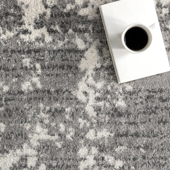 Deedra Modern Abstract Power Loom Performance Gray/White Rug 17 Stories Rug Size: Round 10'