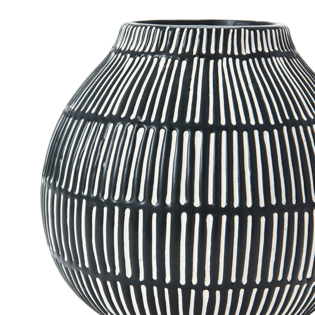 Aida Black/White 5.75" Stoneware Table Vase Joss & Main