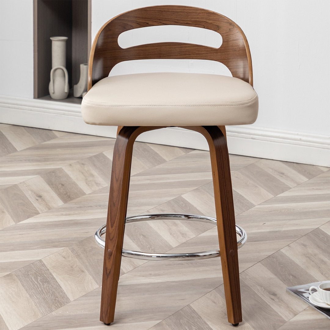 Mahtab Swivel Counter & Bar Stool (Set of 2) Corrigan Studio® Seat Height: Counter Stool = 25.59” Seat Height, Upholstery: Beige Faux Leather