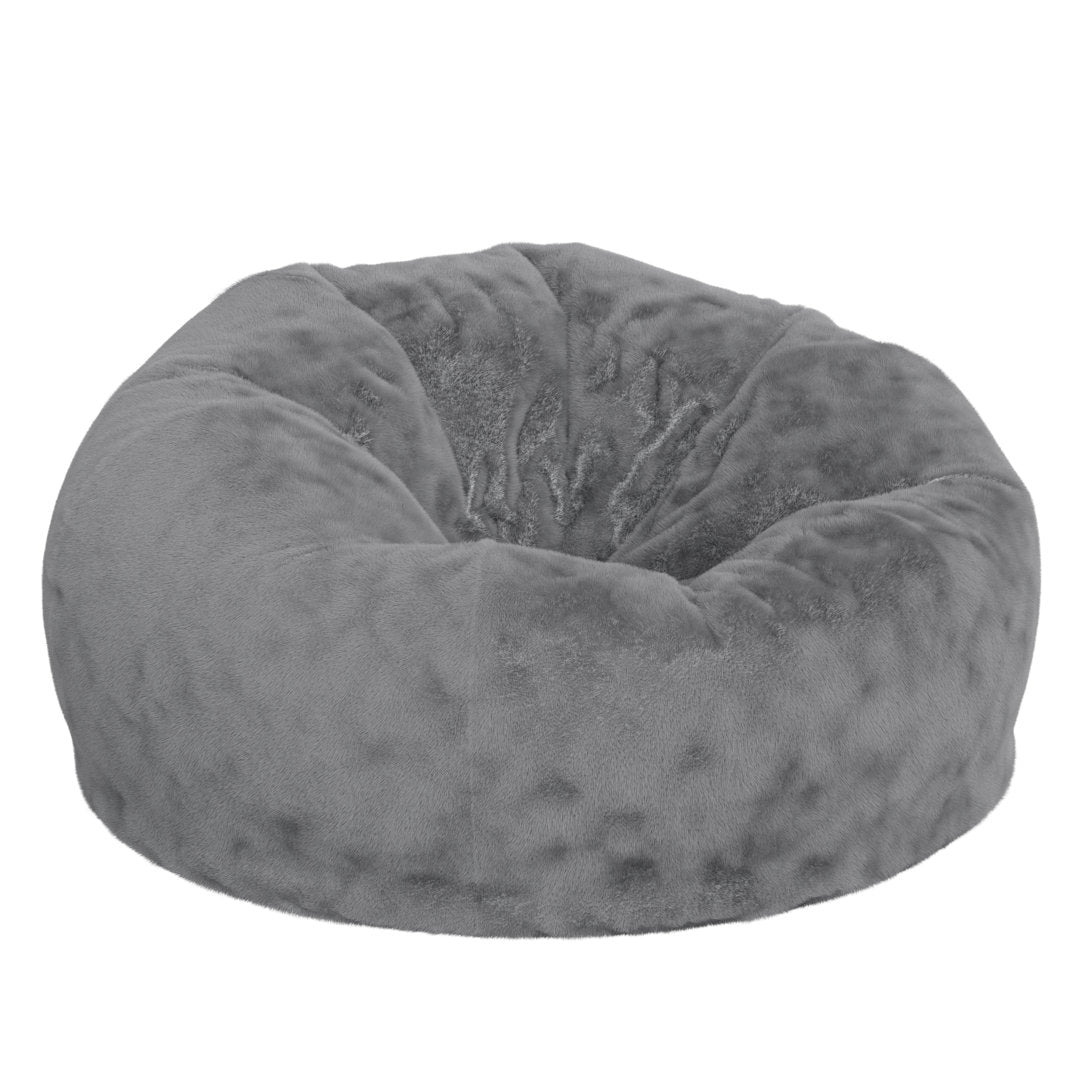 Classic Refillable Cotton Bean Bag Chair Mack & Milo™ Size: Large Body Fabric: Gray Fur